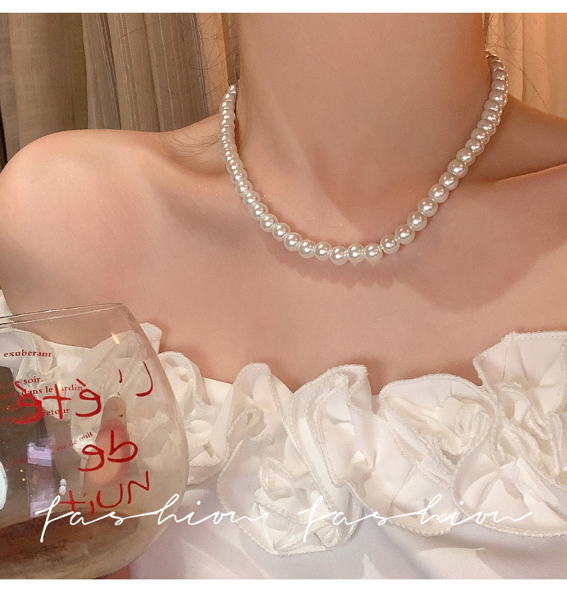 Collana lunga con perle di vetro stile francese elegante vintage_voghion.com