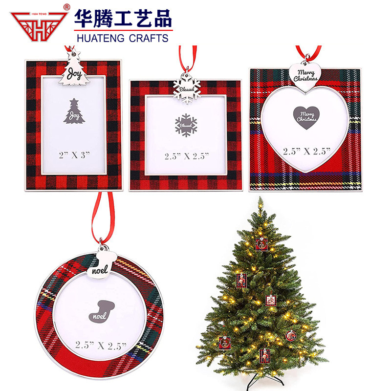 Christmas tree metal photo frame decoration square round 4-piece hardware patch snowflake love photo frame pendant