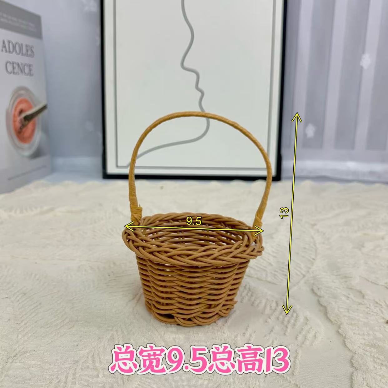 Arreglos florales portátiles de imitación de ratán, cestas de flores tejidas a mano, adornos de sala de estar, cestas de jardín, regalos a mano, cestas de flores