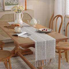 亞馬遜跨境手工流蘇桌旗輕奢純色美式節日聚會裝飾長條桌布