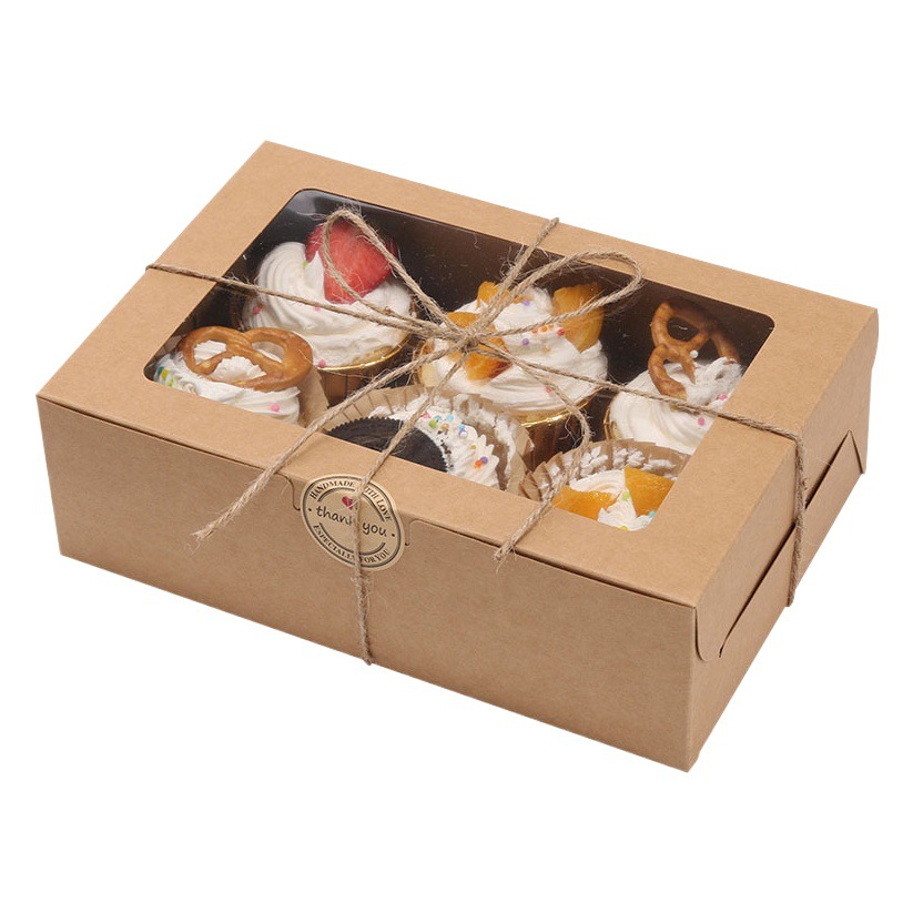 Ventana transparente taza de papel pastel caja de embalaje caja de muffin caja de punto occidental galleta copo de nieve crujiente hornear caja de embalaje