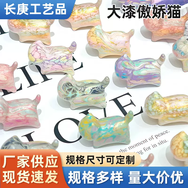 厂家直销大漆傲娇无脸猫黑檀木雕diy饰品配件小众桌面摆件