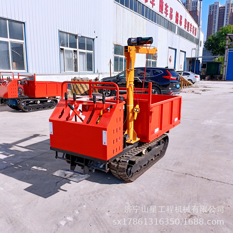 可升降的手扶履带运输车载重1吨山地爬山虎橡胶脚踏式农用履带车