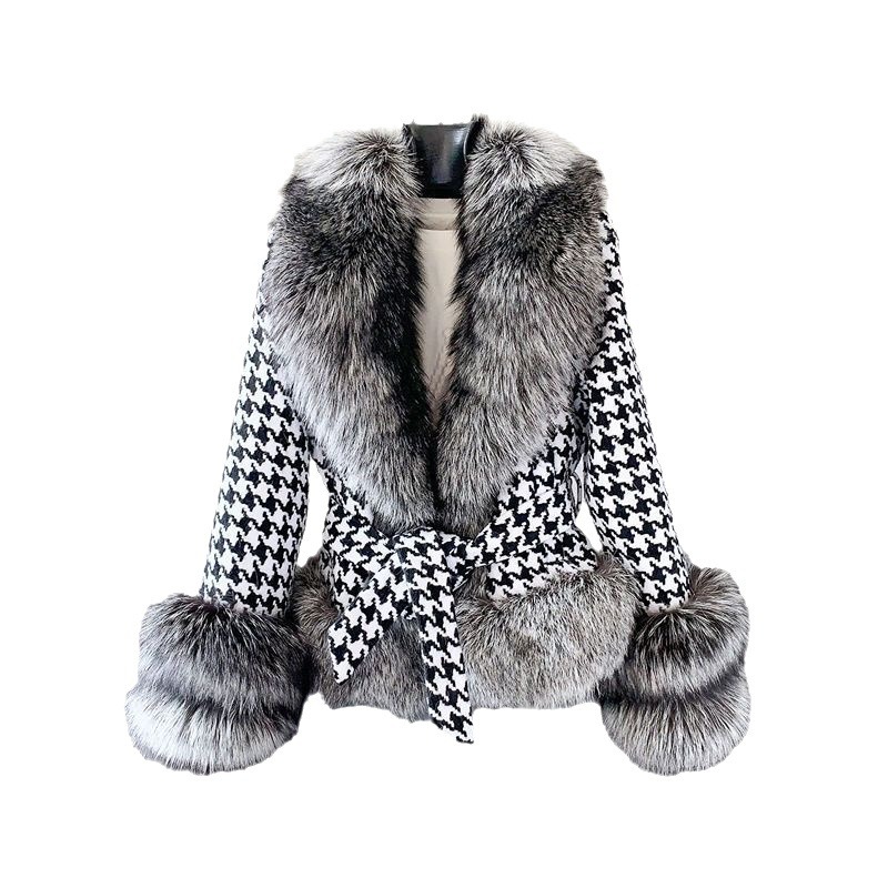 Women's Clothing Fur new young women's short style houndstooth collar sier fox fur_voghion.com