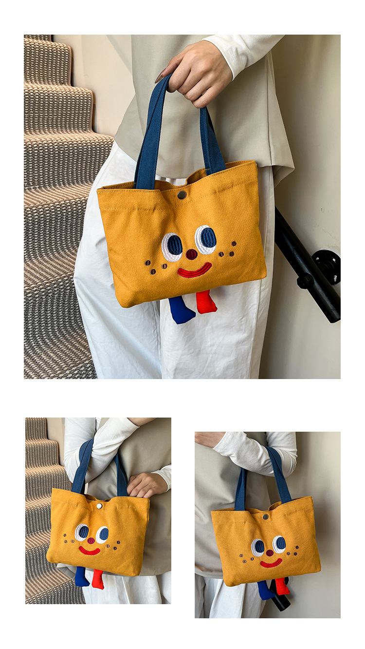 ins mini canvas bag, cute peach tote bag, Korean girl snack bento small bag canvas bag wholesale undefined