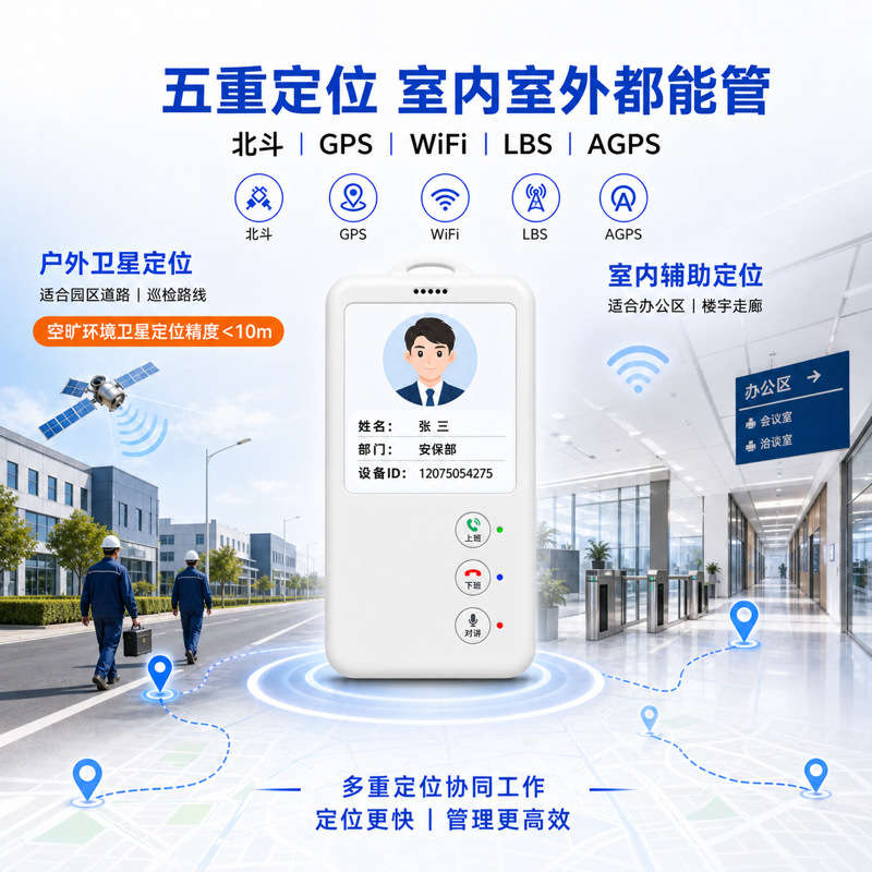 4G Electronic Work Badge Personnel Locator, Smart Positioning for Construction Site Employees, SOS Emergency Call Intercom, Beidou GPS Positioning