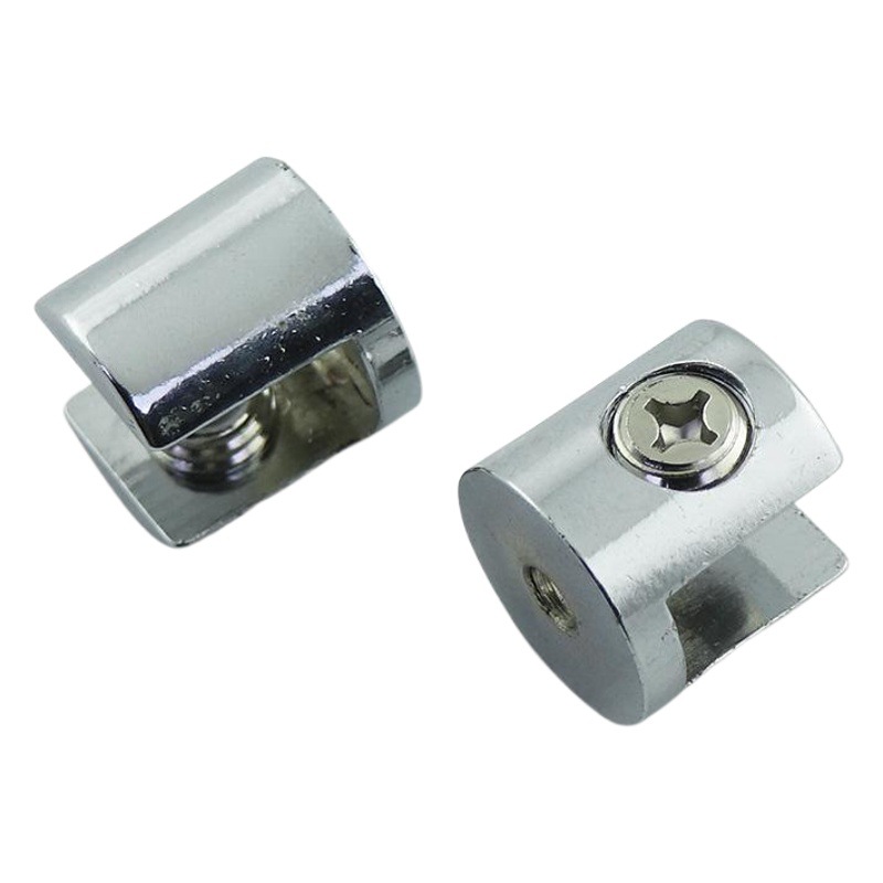 Venta al por mayor de alto grado cilíndrico estante de vidrio clip aleación de zinc engrosado estante partición de soporte fijo de vidrio fijo clip de soporte