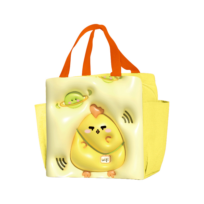 Bolsa de lonchera de dibujos animados con patrón tridimensional 3D bolsa de aislamiento grueso portátil con almuerzo bolsa de almuerzo para el trabajo y la escuela bolsa de almuerzo explosión