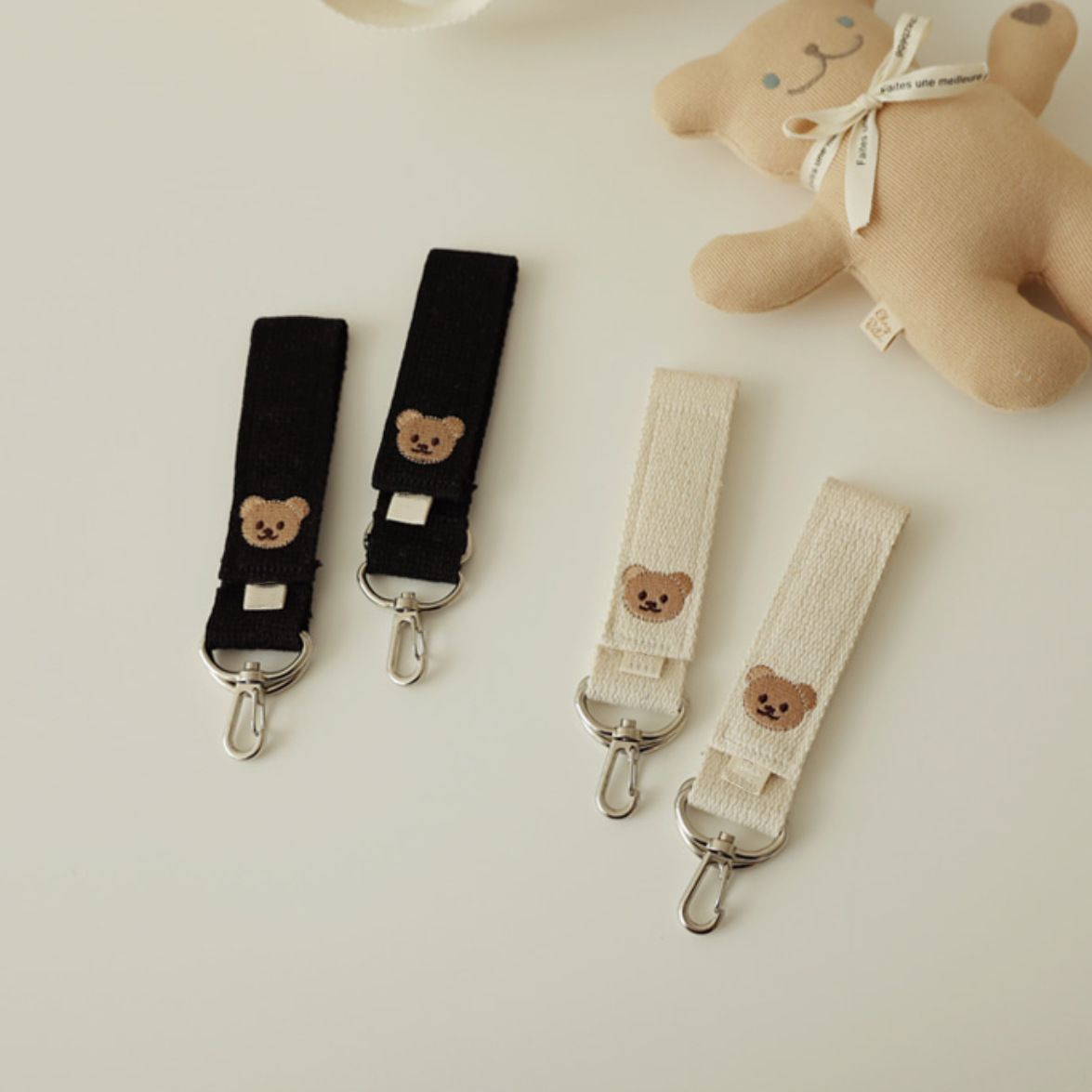 Korean-style embroidered bear stroller hooks, universal stroller storage accessories, and baby stroller toys.