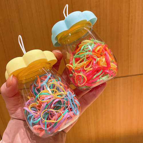 Korean style fashionable versatile hair ties jelly color unbreakable children's hair ties braided durable canned small hair ties wholesale