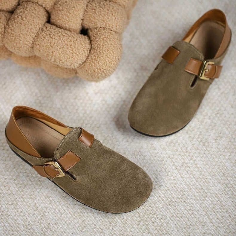 Zapatos de mujer Bocken con suela suave, primavera y otoño nuevos zapatos de Lefour con un pedal redondo con una sola cabeza, Bocken con suela plana, zapatos Bean