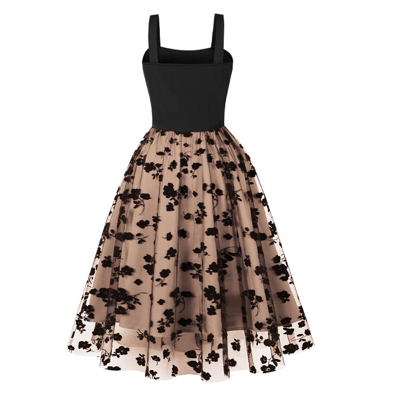 Women's Clothing sling one shoulder neck waist slim lady like medium length swing _mkmklike.com