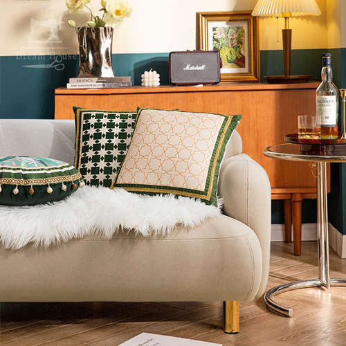 American light luxury style pillow, retro living room sofa waist pillow, home European bedside cushion, pillow case, pillow wholesale