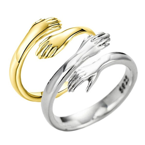 European and American new alloy simple hands hug ring opening adjustable jewelry women manufacturers wholesale European and American new alloy simple hands hug ring opening adjustable jewelry women manufacturers wholesale