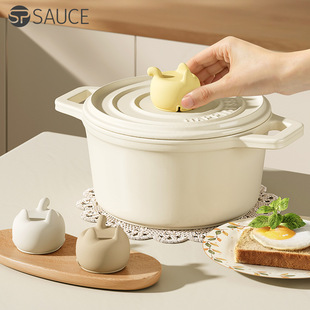 Silicone Pot Lid Cover Heat-Resistant High-Temperature Insulation Pot Cover Anti-Scalding Pot Lid Handle Anti-Scalding Cap Enamel Pot Casserole