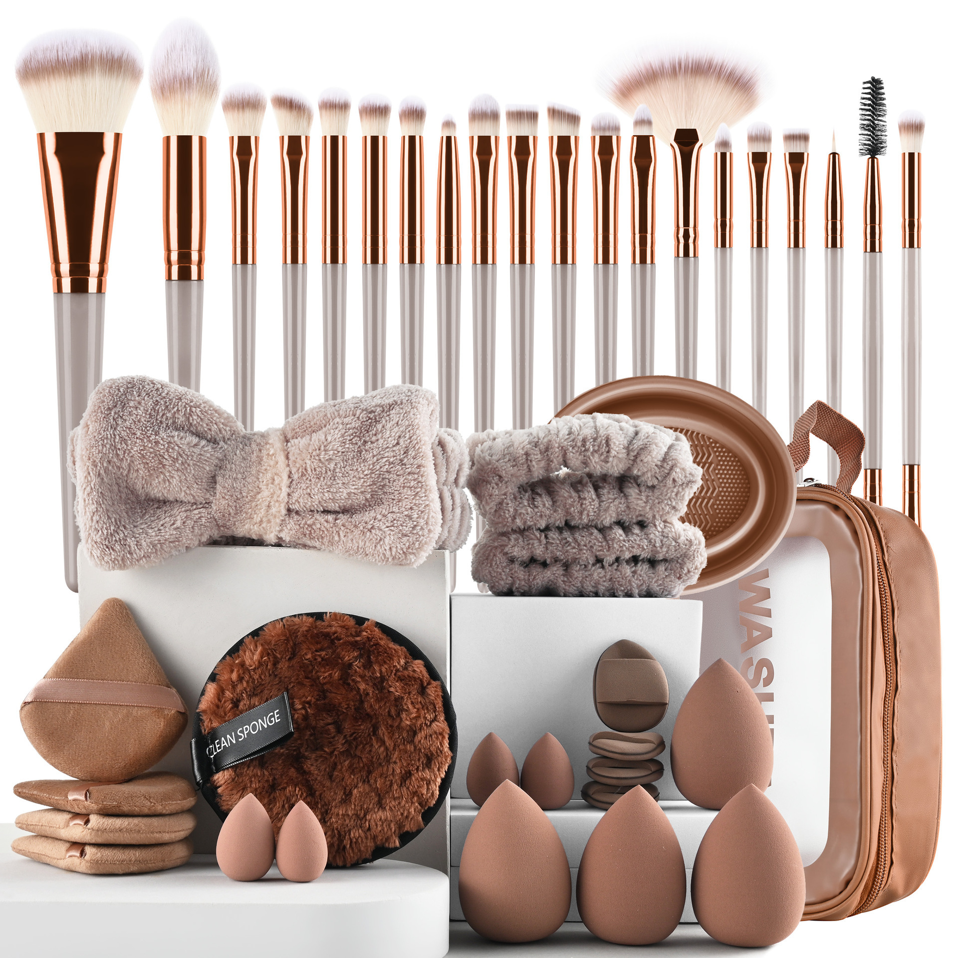 40pc set de herramientas de maquillaje de belleza de venta en caliente transfronteriza, un conjunto completo de 46 pinceles, una gran combinación de lavado de cara, maquillaje en polvo