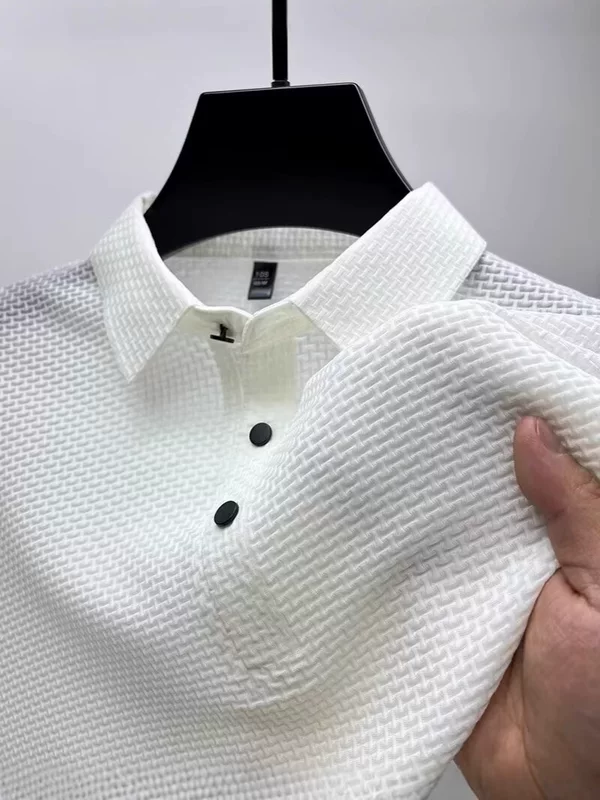Летнее шелковое поло, футболка с коротким рукавом, корейский стиль, с коротким рукавом