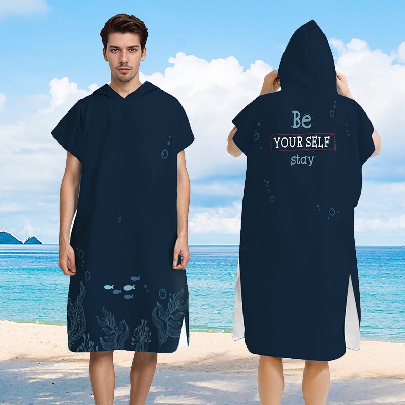 Factory Direct Sales Adult Beach Warm Swimming Bath Towel Summer New Water-Absorbent Quick-Drying Double-Sided Velvet Hooded Cloak
