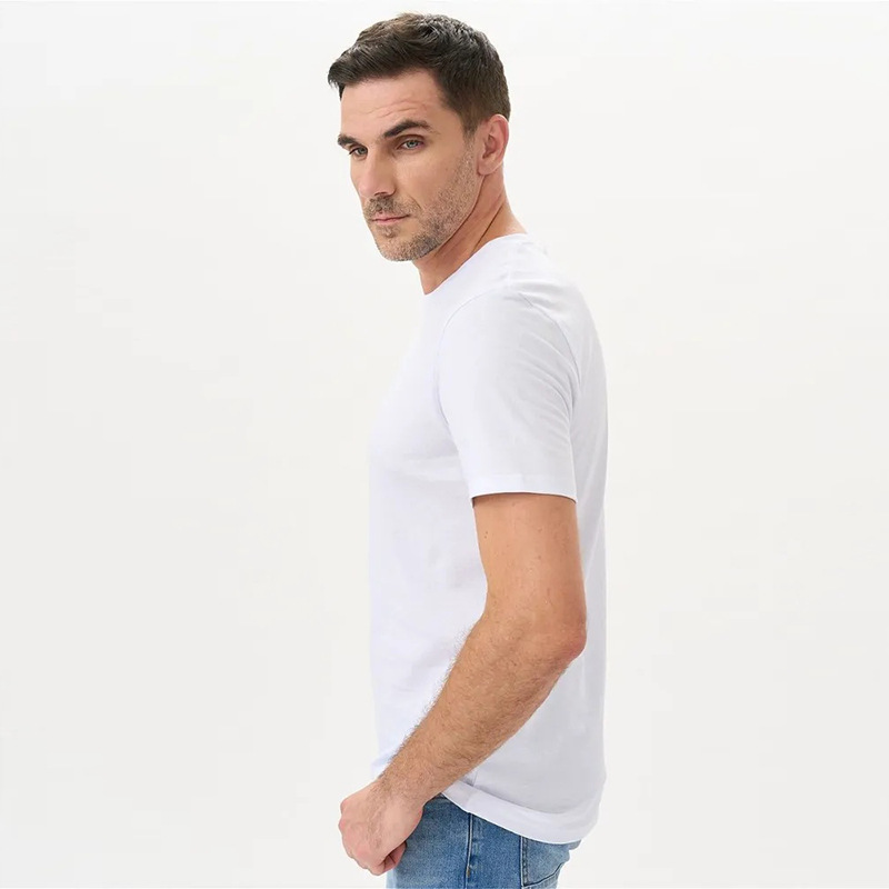 Camiseta de algodón de manga corta para hombres transpirable de color sólido cuello redondo soporte de logotipo personalizado camiseta publicitaria camiseta camiseta