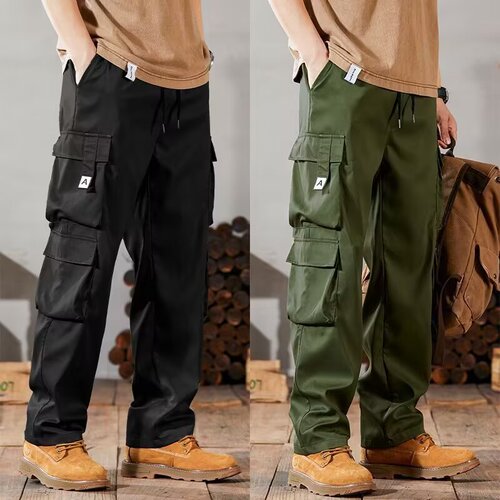 Multi-pocket straight-leg work pants for men, new style, retro spring and autumn, loose and durable, 2024 trendy and versatile