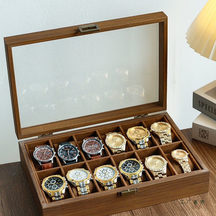 Walnut Grain Leather Soft Pillow Watch Storage Box Home Watch Placement Box Watch Collection Box Watch Box Display Box