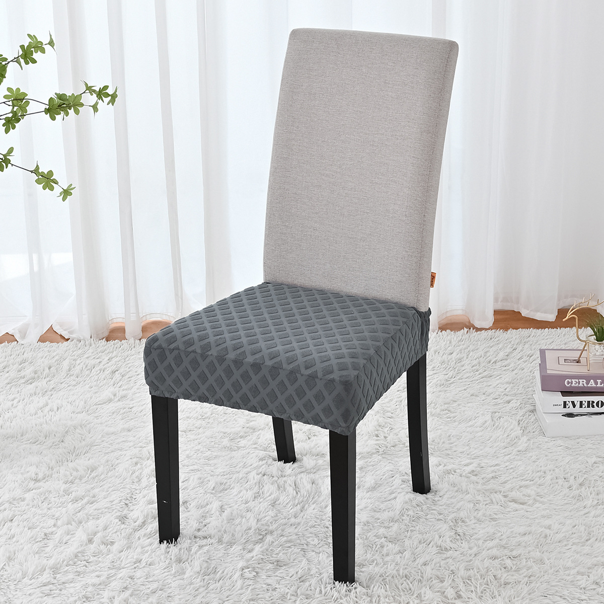 Transfronterizos sólidos elásticos jacquard diamante doble taburete elástico cubierta de silla de hotel polvo taburete cubierta de silla de comedor stock