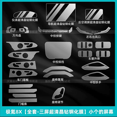 central control screen, and other modification accessories – Car interior film - zeekr-8x-full-set-ultra-clear-crystal-tempered-glass-screen-protector-for-three-screens-small-screen