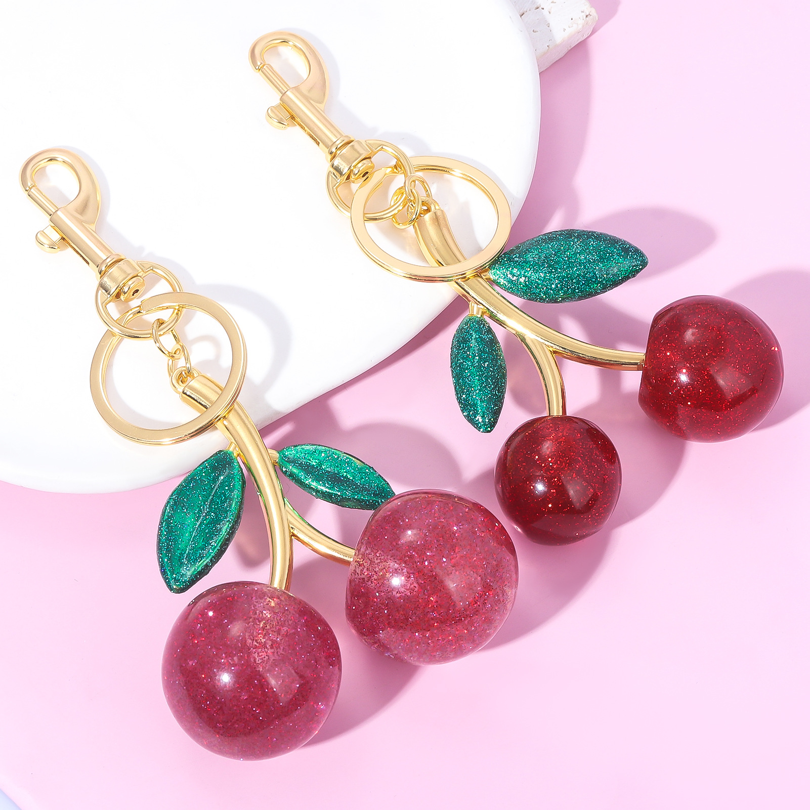 64g Weight Bag Pendant, Keychain Classification 1 Piece Quantity Holiday, Banquet, Travel Occasion Plastic, Resin Material Christmas Festival Cherry Pattern Fruit/Food, Plating Design Elegant, Hip-Hop, Simple Style Style 1 Piece Elegant Hip-Hop Simple Style Cherry Plastic Resin Fruit/Food Plating Christmas Bag Pendant Keychain 36