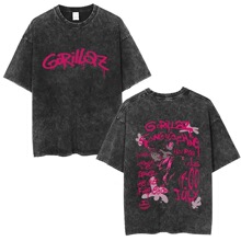 Washed Vintage Rock Band Gorillaz The Now Now Graphic T-shir