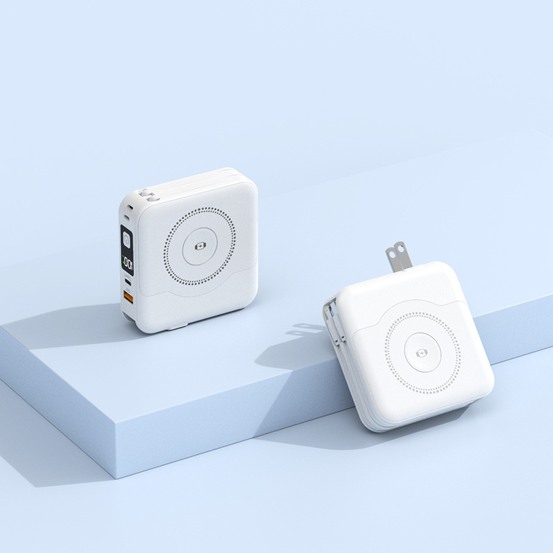 Iwatch 磁気ワイヤレスパワーバンク取り外し可能内蔵ケーブル 22.5W 急速充電壁プラグ 5 イン 1 モバイル電源|undefined