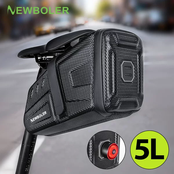Newboler Bicycle Tail Bag Saddle Bag Hard Shell Waterproof Cycling Bag Tool Bag Mountain Storage Bag