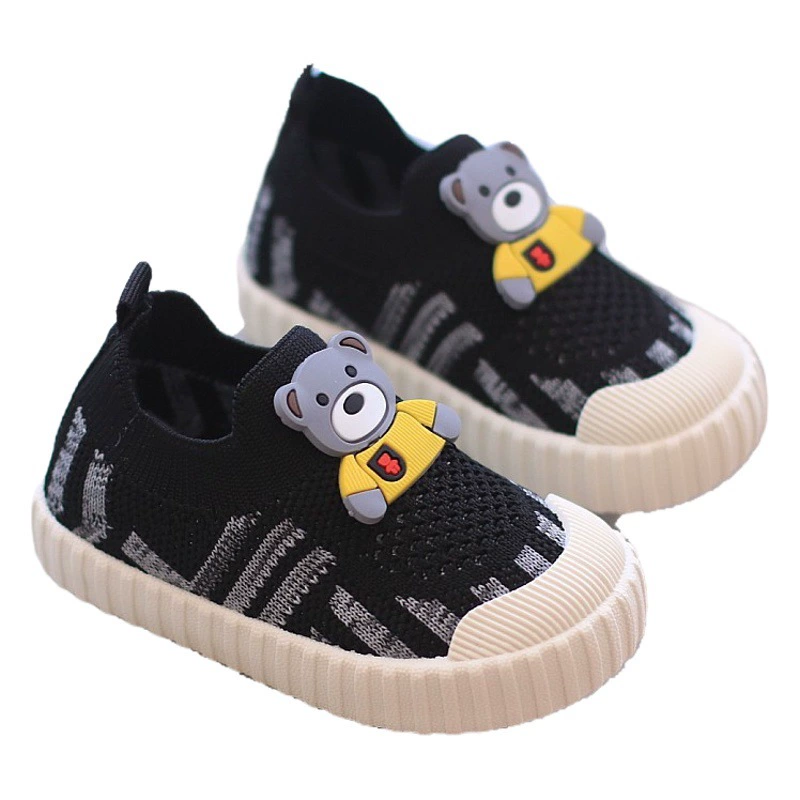 Весной и летом новые От 1 до 3 лет летающие тканые кроссовки детская сетчатая обувь для мальчиков и девочек, дышащая детская обувь для малышей с мягкой подошвой