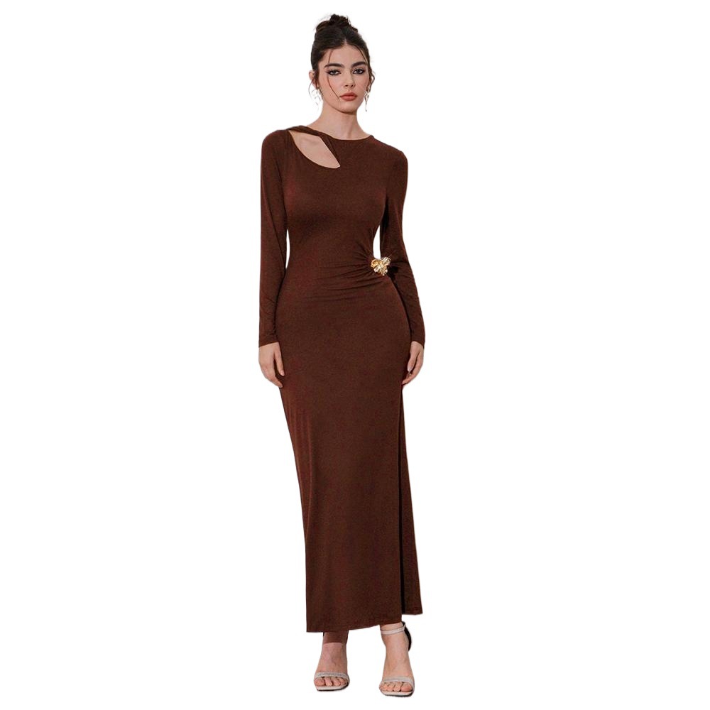 Vintage Inspired Hollow Out Long Sleeve Dress Slim Fit Elegant Design Autumn Winter Style Wholesale Available