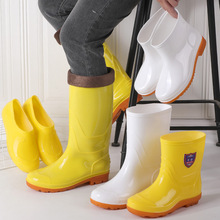高筒白色雨鞋防滑耐磨食品水鞋男士短筒水靴黃色廚房雨靴女士膠鞋