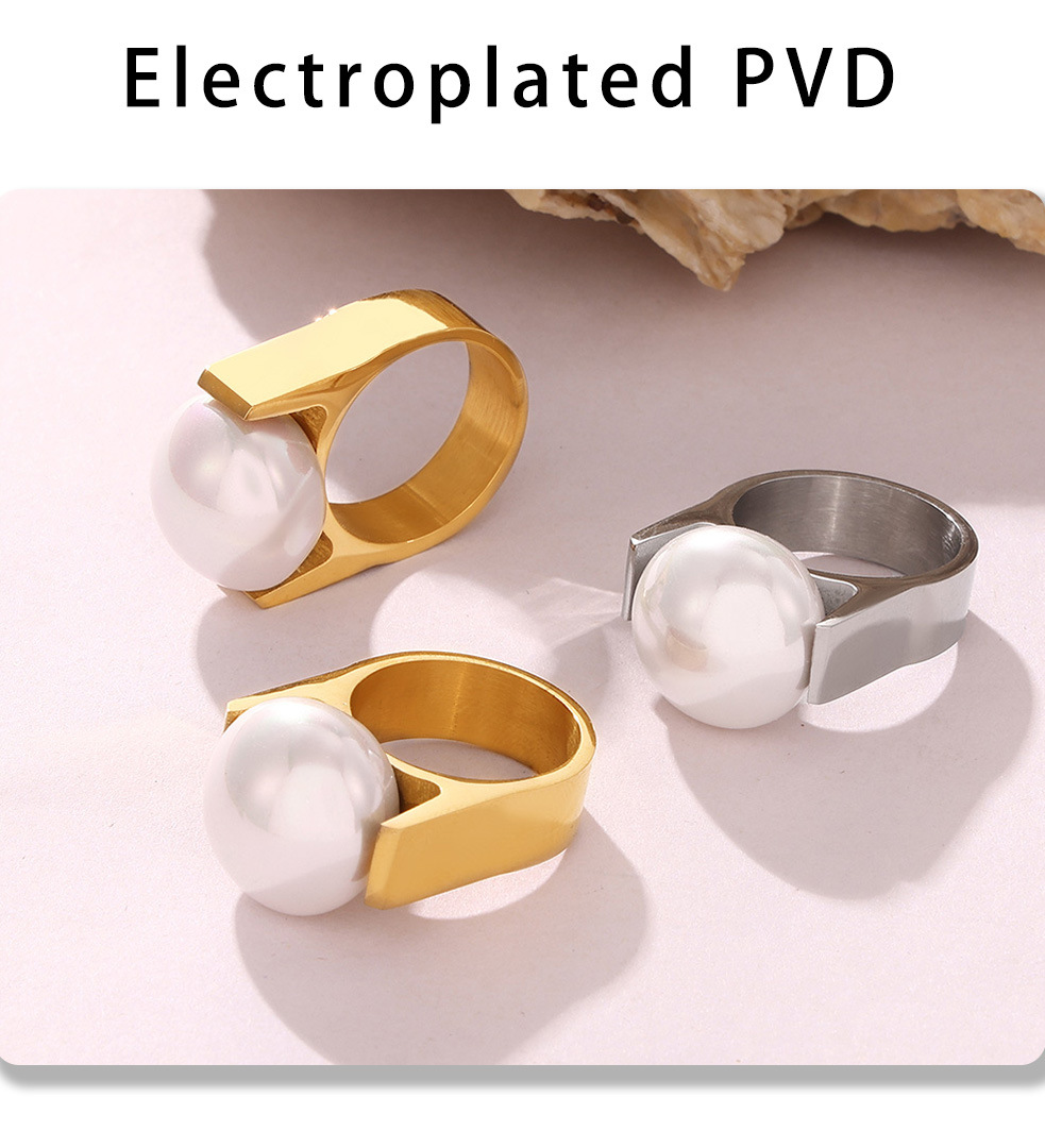 French Luxury Imitation Pearl Ring For Women In Titanium Steel_voghion.com