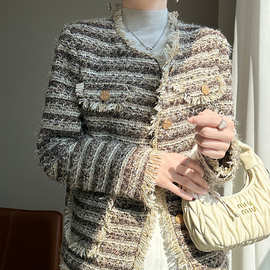 法式流苏花边小香风外套女2025新款时尚气质小个子开衫上衣