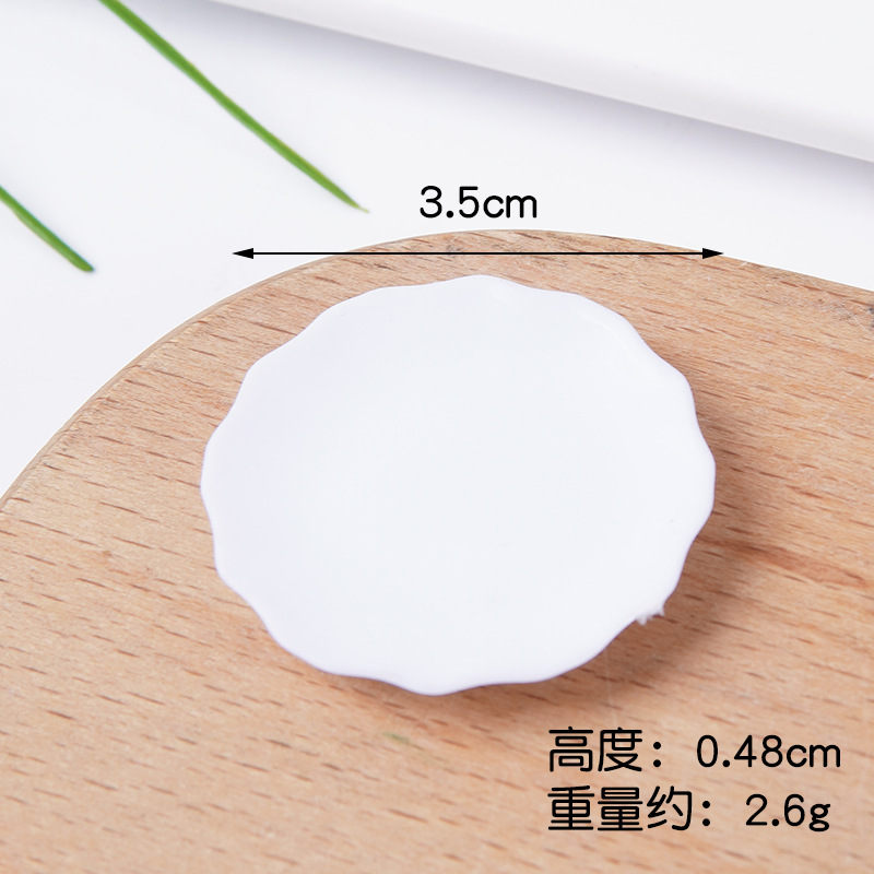 Plato pequeño de plástico blanco simulado para comida, mini plato de comida rápida, plato para bricolaje, juguete de comida, contenedor para pegamento en crema, accesorios.