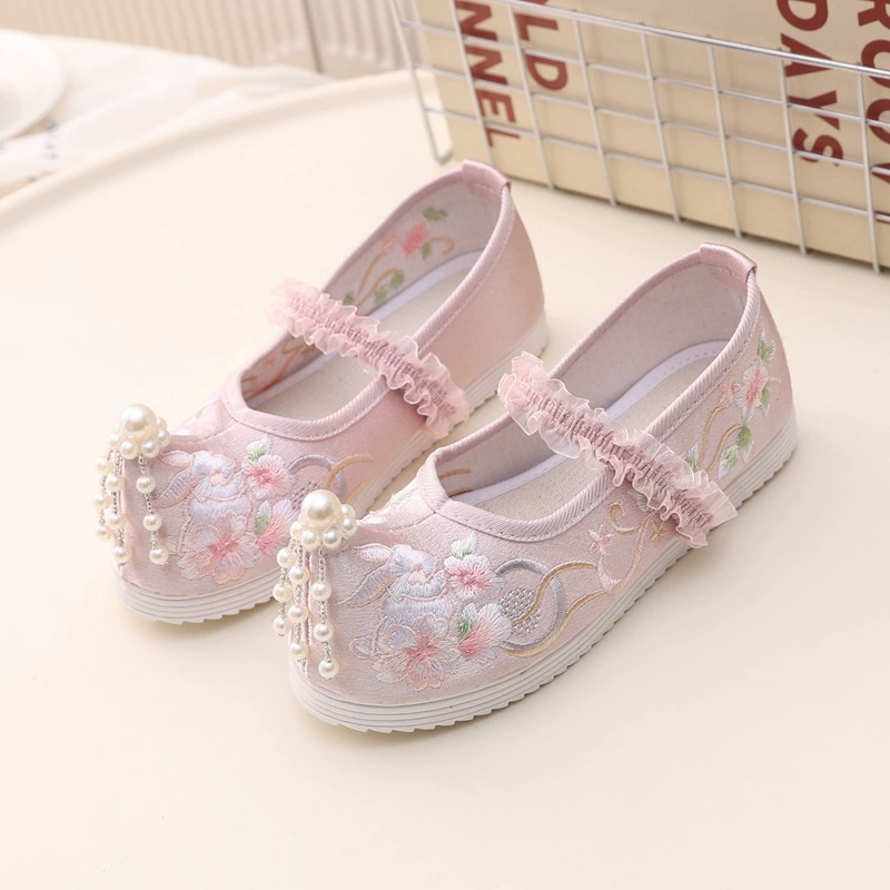Новая обувь для девочек Hanfu с мягким подошвным жемчугом
