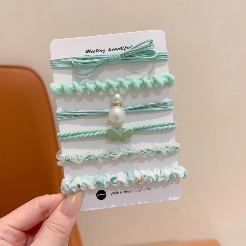 Color no daña cabello anillo de cabello niñas atadas bola cabeza elástica cuerda de cabeza lindo dibujo animado pequeño conejo flor cuerda de cabello