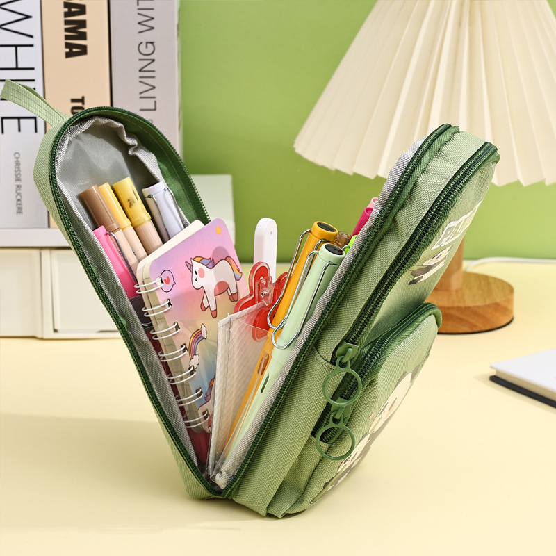 Mochila escolar de dibujos animados coreanos, estuche para lápices, caja de papelería de gran capacidad Kapibala, bolso de papelería de alto valor de estilo ins lindo