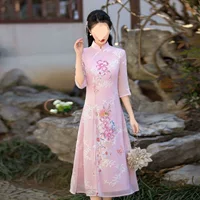 Платье Cheongsam 2025 весна-лето улучшенное ретро Ao Dai молодежное высококлассное в стиле Республики Китай новое элегантное