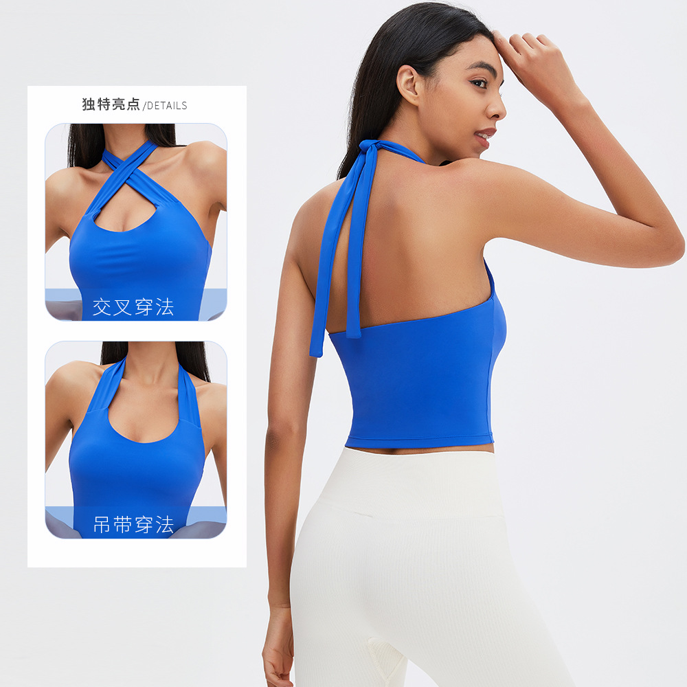 Nueva correa desnuda empuja hacia arriba el sujetador deportivo yoga fitness belleza espalda sedosa culturismo absorción de choque yoga ropa interior deportiva