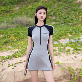 泳衣女款连体保守运动微胖大码遮肉微胖女孩游泳馆跨境一件代发
