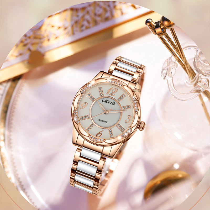 Reloj de cuarzo para mujer elegante con correa de cerámica_voghion.com