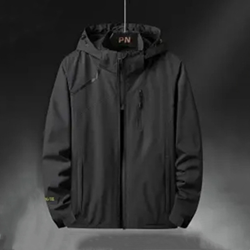 Cross-Border Men's Spring and Autumn Jacket, Windproof and Waterproof, Plus Size, Outdoor Fishing and Mountaineering Clothing, Solid Color Coat