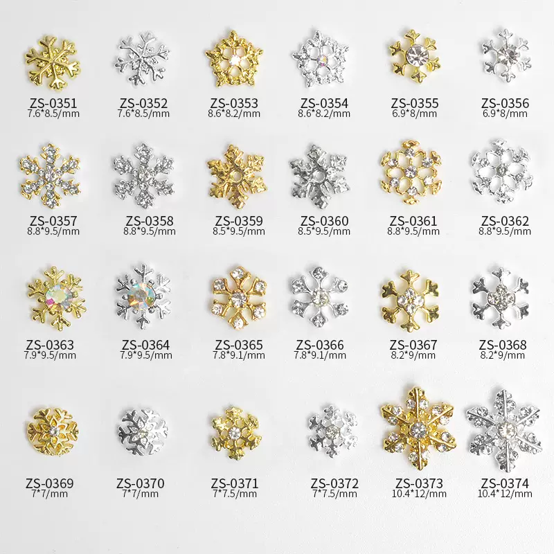 日系美甲合金饰品雪花系列白钻石雪花AB钻雪花饰品批发Z0351-0374