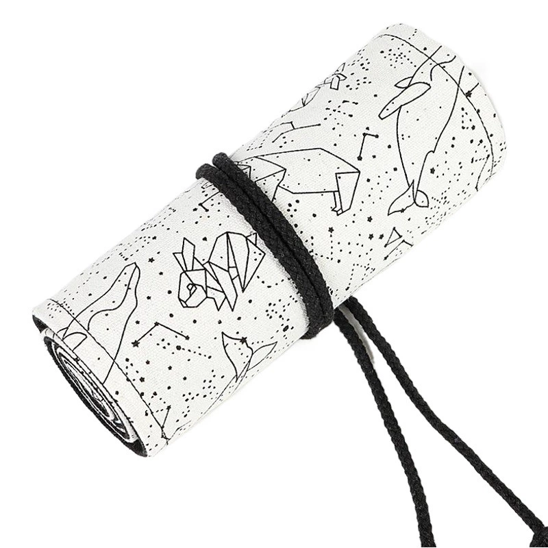 Созвездие печать ручной работы холст Художественная ручка занавеска 36 48 72 Отверстия большой емкости рулонный чехол для ручки цветной свинцовый эскиз канцелярская сумка