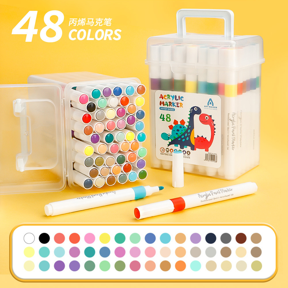 Marcador acrílico multicolor, color apilable, dibujo de graffiti artístico para niños y estudiantes, juego de bolígrafos de color de cabeza dura al por mayor