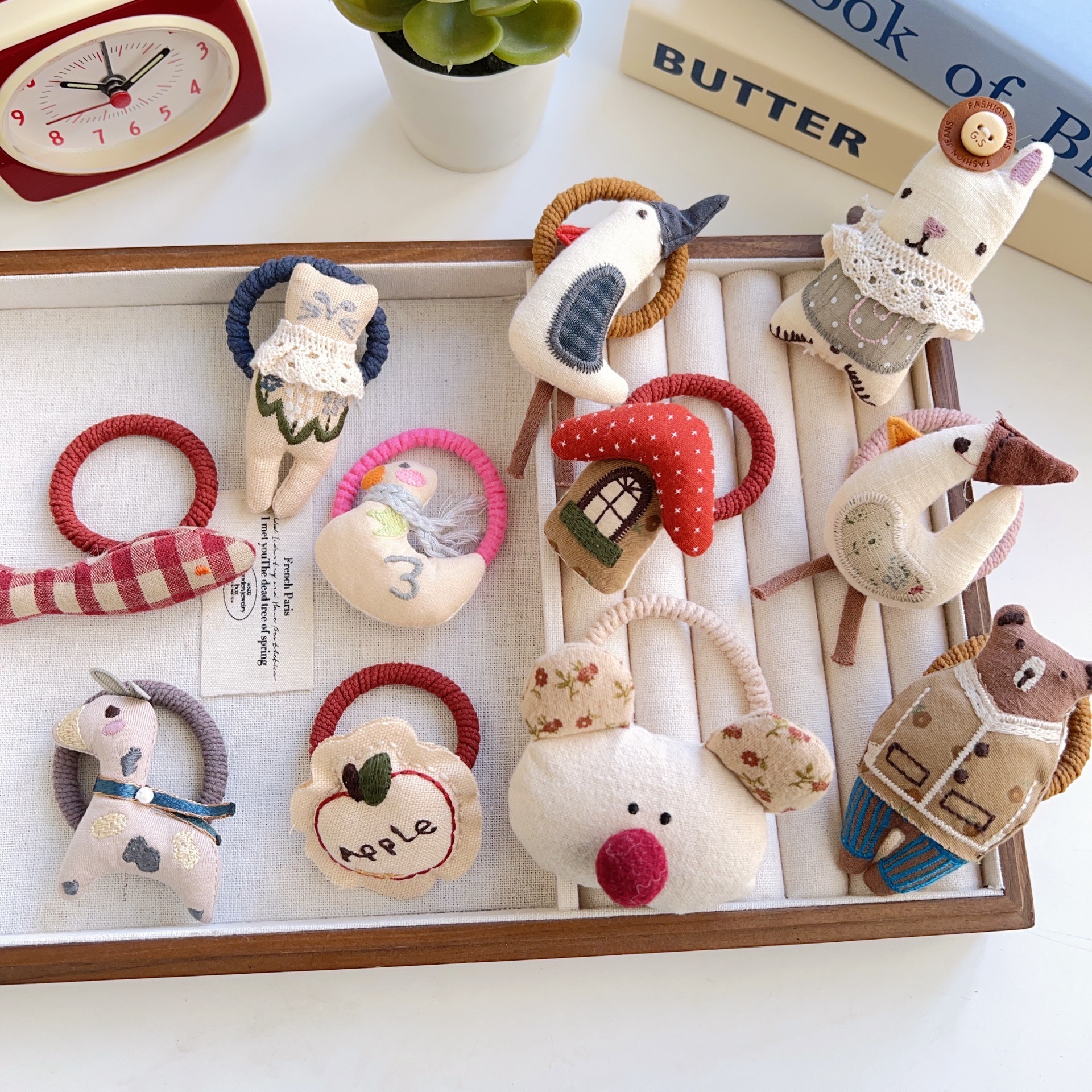 Korean Style Fun Cartoon Fabric Cotton Filled Headband Soft Cute Animal Hair Tie Non-Damaging Elastic Hairband Children's Hair Accessory