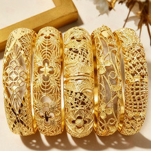 奢华花丝黄金手镯手工镂空雕花复古奢华婚嫁收藏送礼臻品